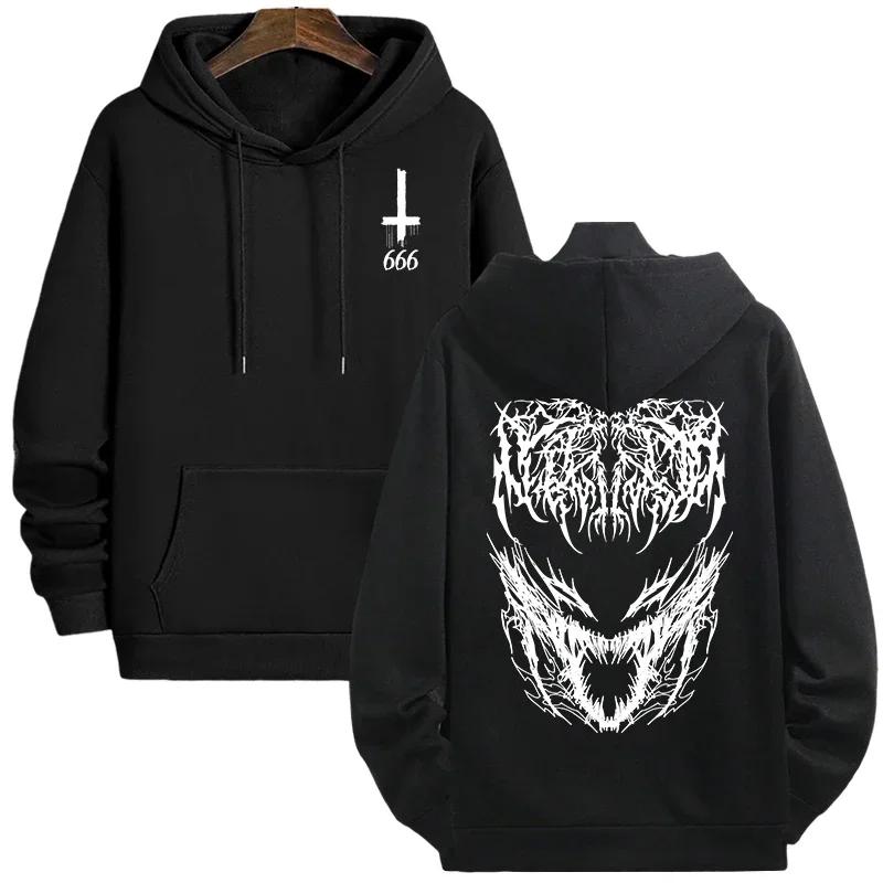 

2025 Hot Sale Men s Hooded Sweatshirt Satan 666 Printed Hoodies Autumn Winter Daily Casual Sporty Outwear Male Urban Fashion Top S