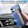 For iPhone 16 Plus Magnetic Leather Back Case with Detachable Card Holder and Wristband