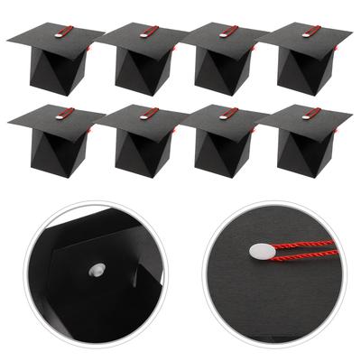 50pcs Graduation Cap Gift 3.5X3.5X2.8In Easy Assembly No Glue Card Paper For Graduation Party Candy Packaging Box Party