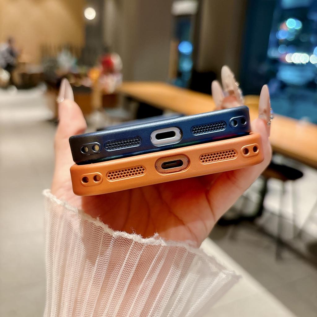 ForMagsafe Litchi Texture Leather Magnetic Case For iPhone 17 Air 16 15 14 13 Pro Max Frosted Large Window Shockproof Cover