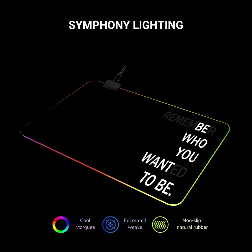 Inspirational quotes Mouse Pad Animation Games Beautiful RGB Gaming Pad HD Gamer Large LED Light PC Computer pad Non-slip Decor