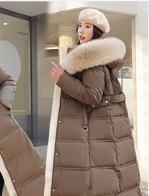 Winter new cotton clothes women's long over-knee large fur collar cotton-padded clothes thickened loose large size coat