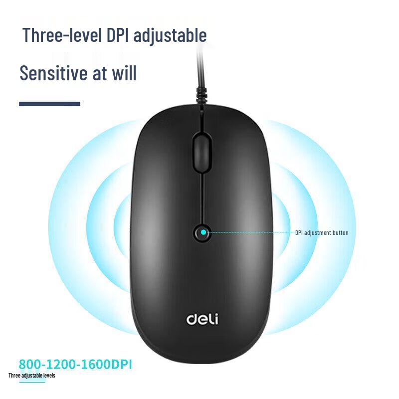 Deli LN200-B Wired Silent Mouse