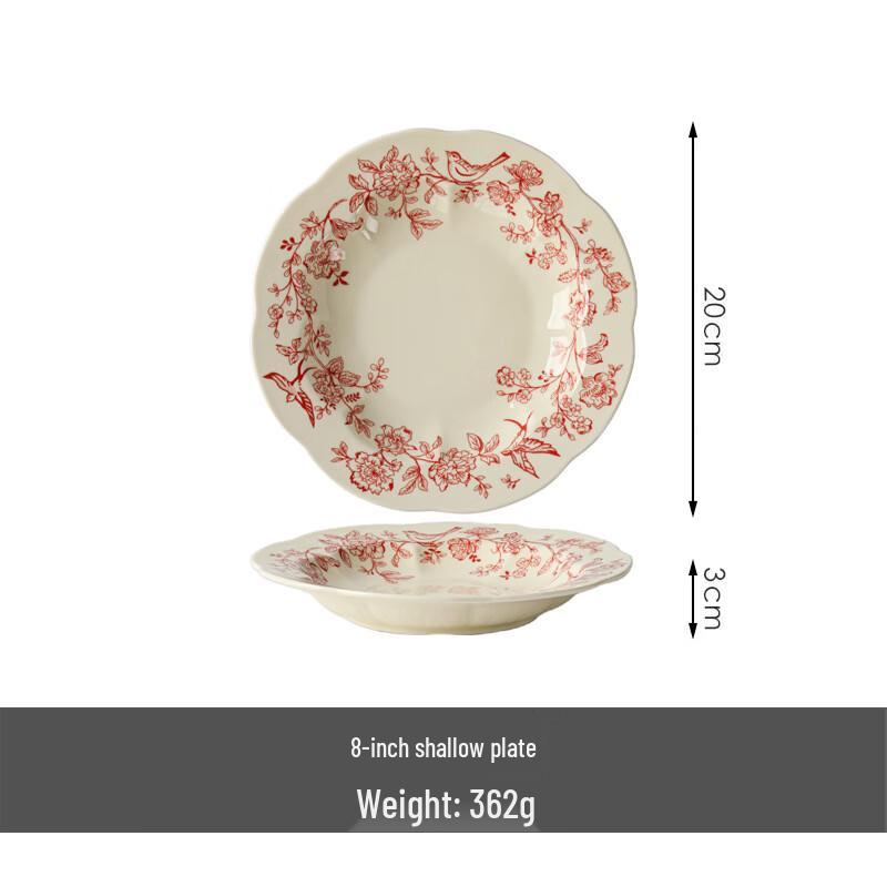 OIMG Nordic Floral Ceramic Serving Plate 8-inch