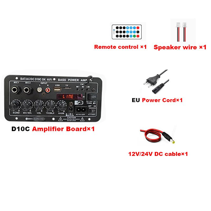 D10C 12V Bluetooth 5.0 Digitaler Audioverstärkerplatine AC 110V 220V Dual-Mikrofon Karaoke-Lautsprecher Subwoofer Heimkino-Verstärkerplatine
