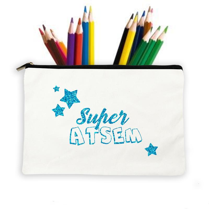 Thanks Atsem French Print Woman Makeup Wash Pouch Storage Bag Makeup Bag School Stationery Supplies Pencil Case Travel Best Gift