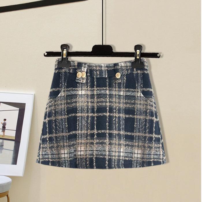 

Клетчатая миди-юбка А-силуэта - Высокая посадка, облегающий крой, элегантный новогодний стиль для осени/зимы L