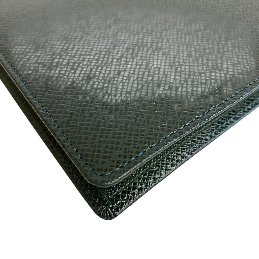 LOUIS VUITTON R20407 Taiga leather Notebook cover green leather Used
