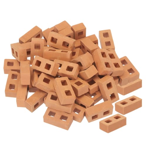 uxcell Miniature Bricks Clay Mini Wall Bricks Model Building Set for Model Building Dolls, Pet Houses, and Gardens, Red, 50 Pieces, 1/12 Scale, 28x14x