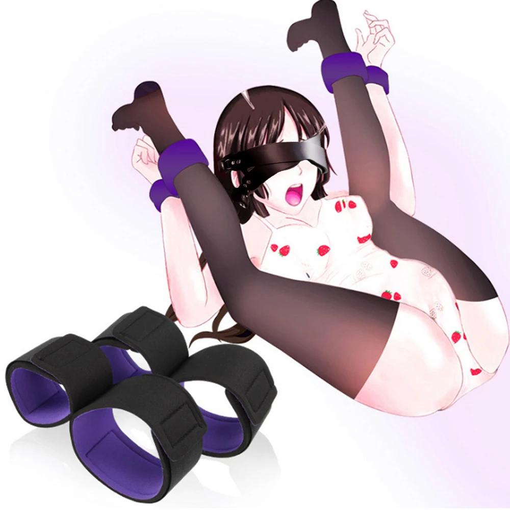 Adult Game Sexy Toys For Men Women Bondage Adjustable Handcuffs Ankle Straps Fetish No Vibrator Erotic Accessories Sex Shop
