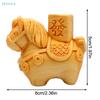 Cute Pony Figurine, Cliff Cypress Wood Carved Chinese Zodiac 'Fortune On Horseback' Statue