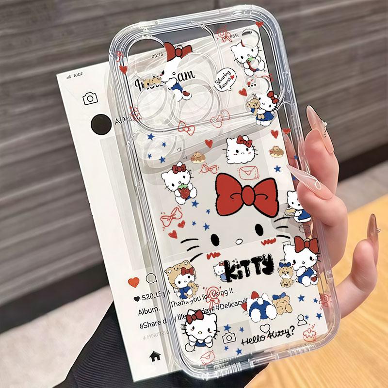 Hello Kitty Chain Transparent Case For Xiaomi Redmi Note 15 Pro 15C 5G 14C Note 14 13 12 Pro Plus 13C 12C A5 5G 4G INS Casing