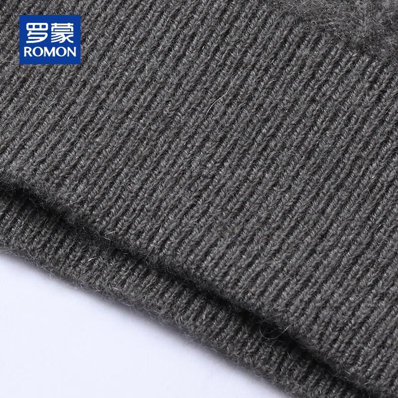 ROMON Men's Thick Round Neck 100% Cashmere Cable Knit Sweater
