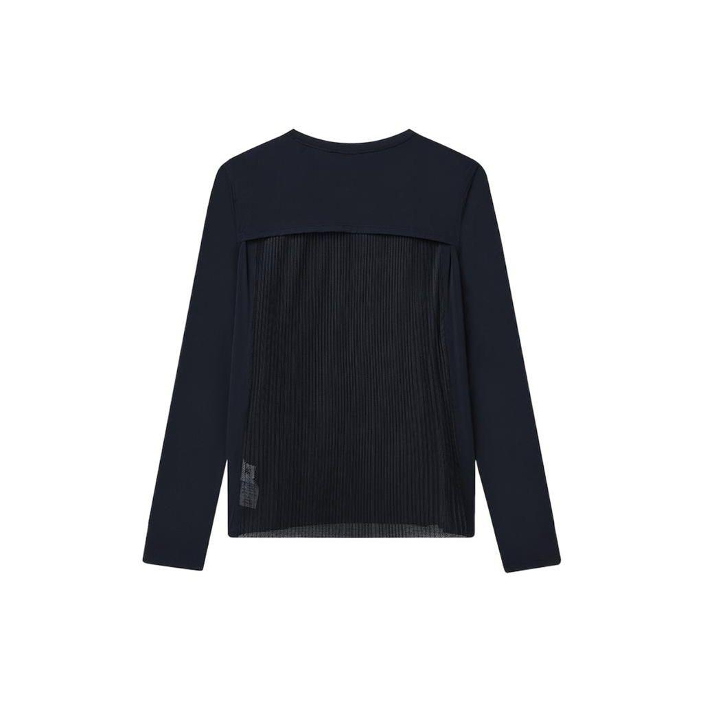 Fila Solid Color Logo Round Neck Printed Long Sleeve T-Shirt Women Tops Dark-Blue A11W211220F-NV