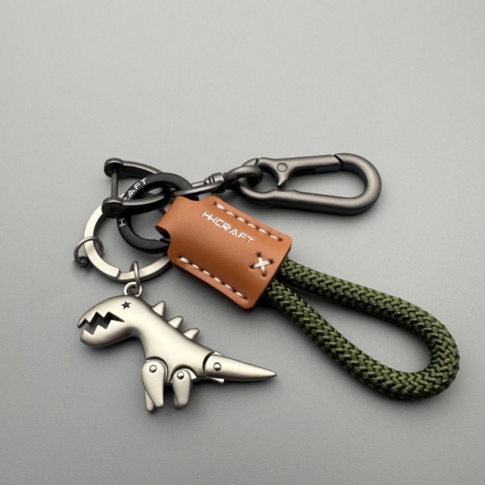 Cartoon Dinosaur Pendant Animals Bag Hanging Accessories Leather Rope Car Keychain  Car Accessory
