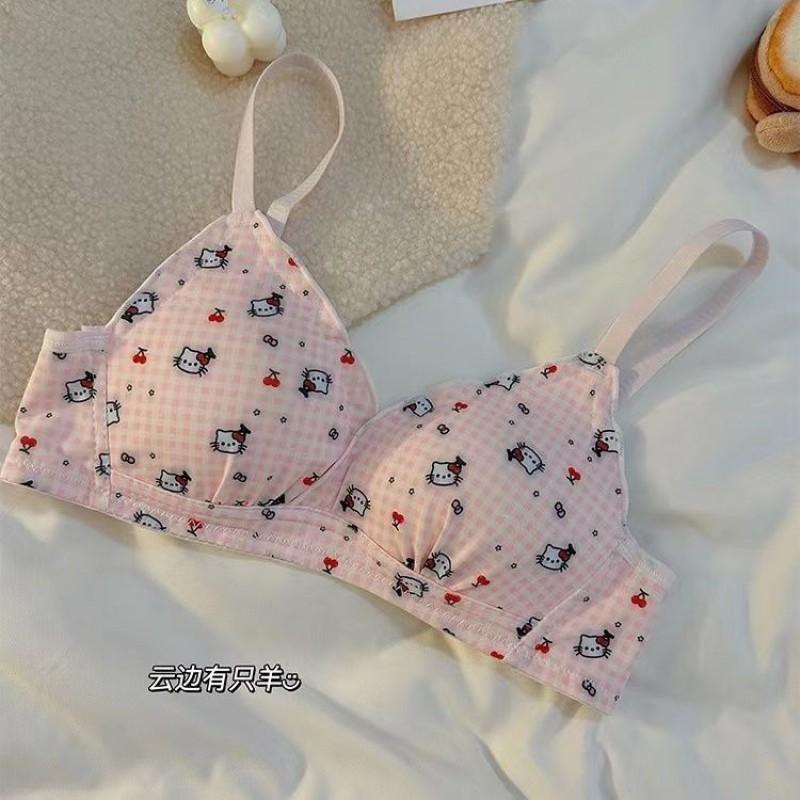 Cartoon Girls Wireless Thin Bra Cute Sweet Lingerie Daily Wear