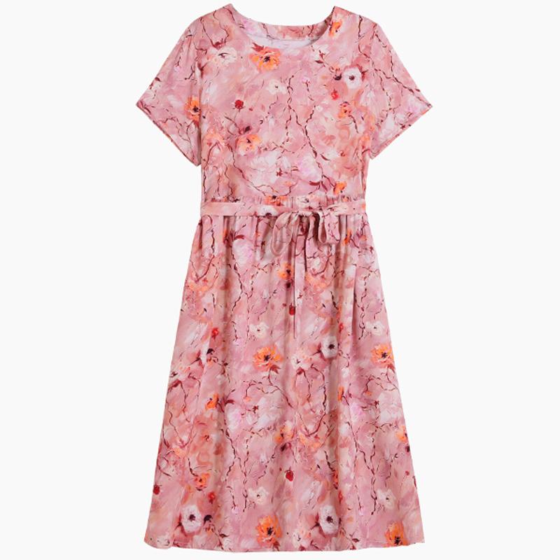 Plus Size Women's Summer Dress Elegant Loose Short Sleeve Long Dress Female Vintage Clothes