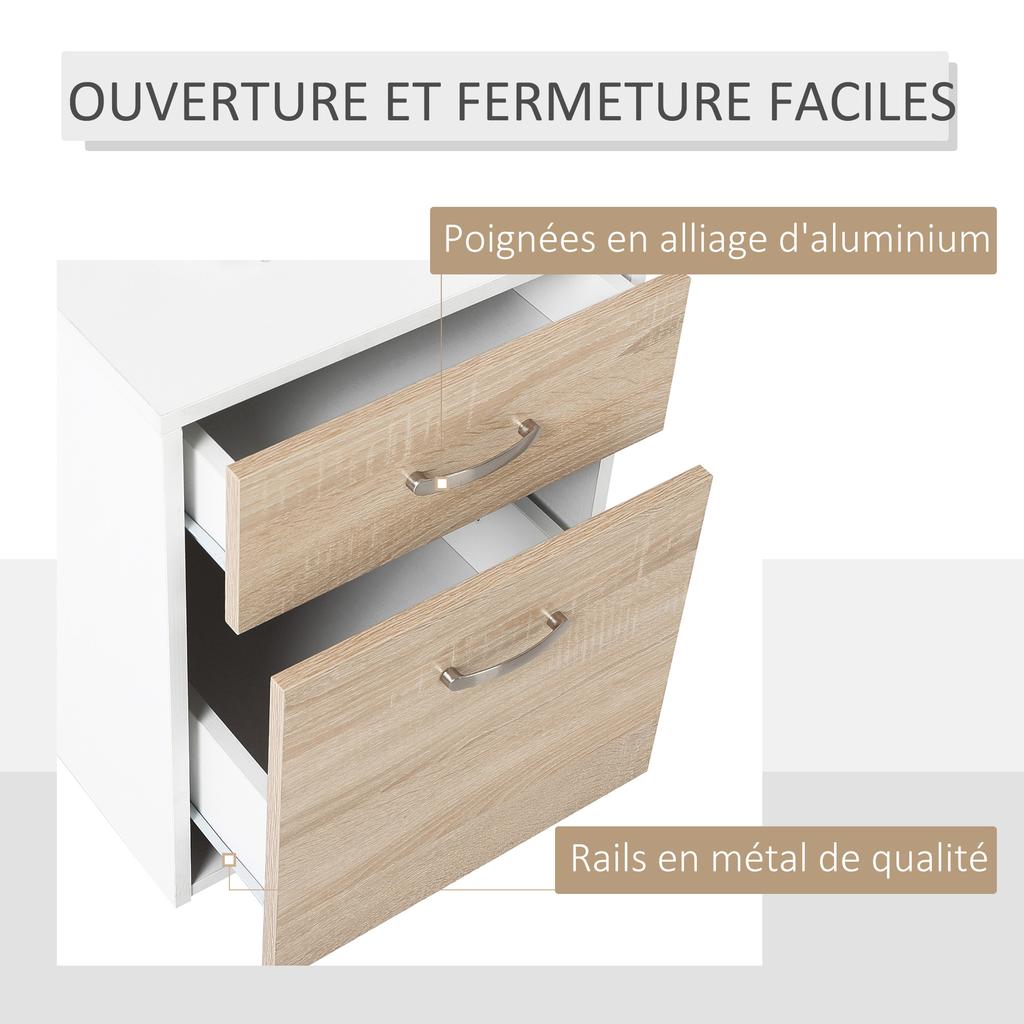 Computer Desk with 2 Drawers, Desk with Storage, 137 x 55 x 92 cm, Open Shelves and Shelf