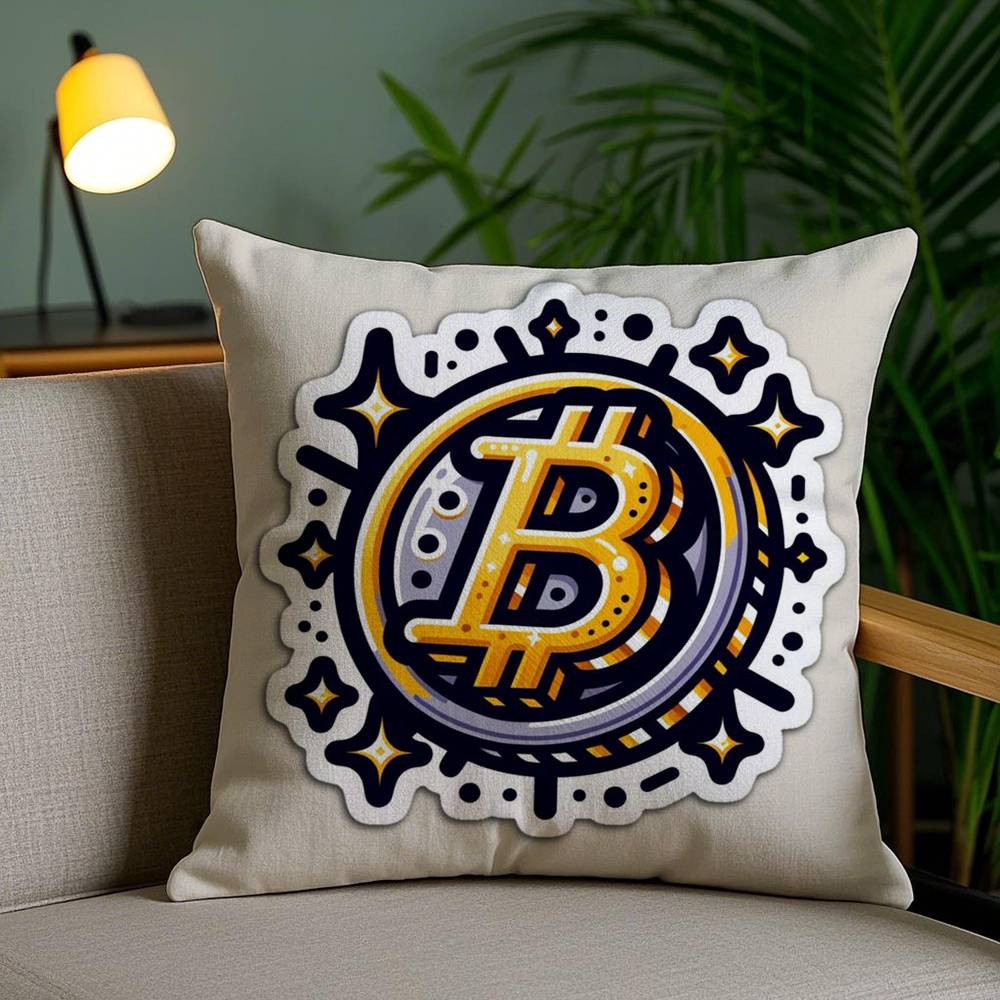 Bitcoin Cryptocurrency Btc Pillow Case Home Dorm Chair Back Short Plush Double-sided Printing Office Nap Time Cushion Cover