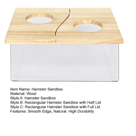 Yousheng Hamster Sandbox Transparent Visible Large Space Smooth Edge Burr Free Lid Design Take Bath Wood Hamster Shower Bathtub Sandbox Cage