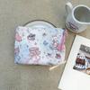 Adorable Blue Cartoon Makeup Bag: Mini Pure Cotton Coin and Earphone Pouch, Lipstick Carrier, Portable Storage.