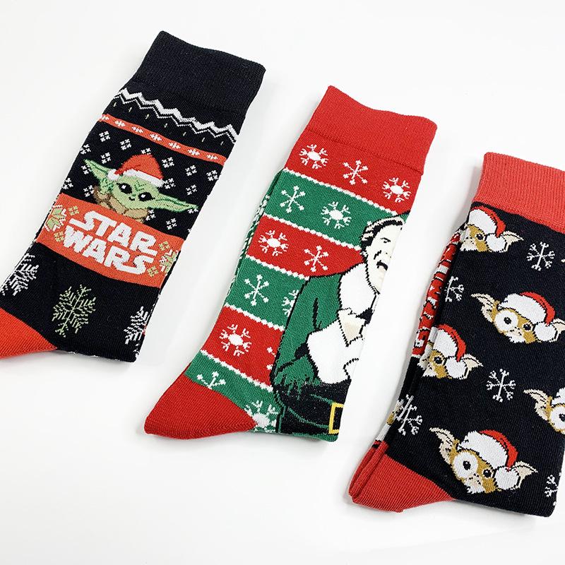 Calcetines Navideños de Media Caña de Yoda - Calcetines de Punto de Algodón Modernos para Hombres y Parejas
