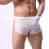 Solid Color Men Ultra-thin Translucent Low Waist Split Boxers Shorts Underwear