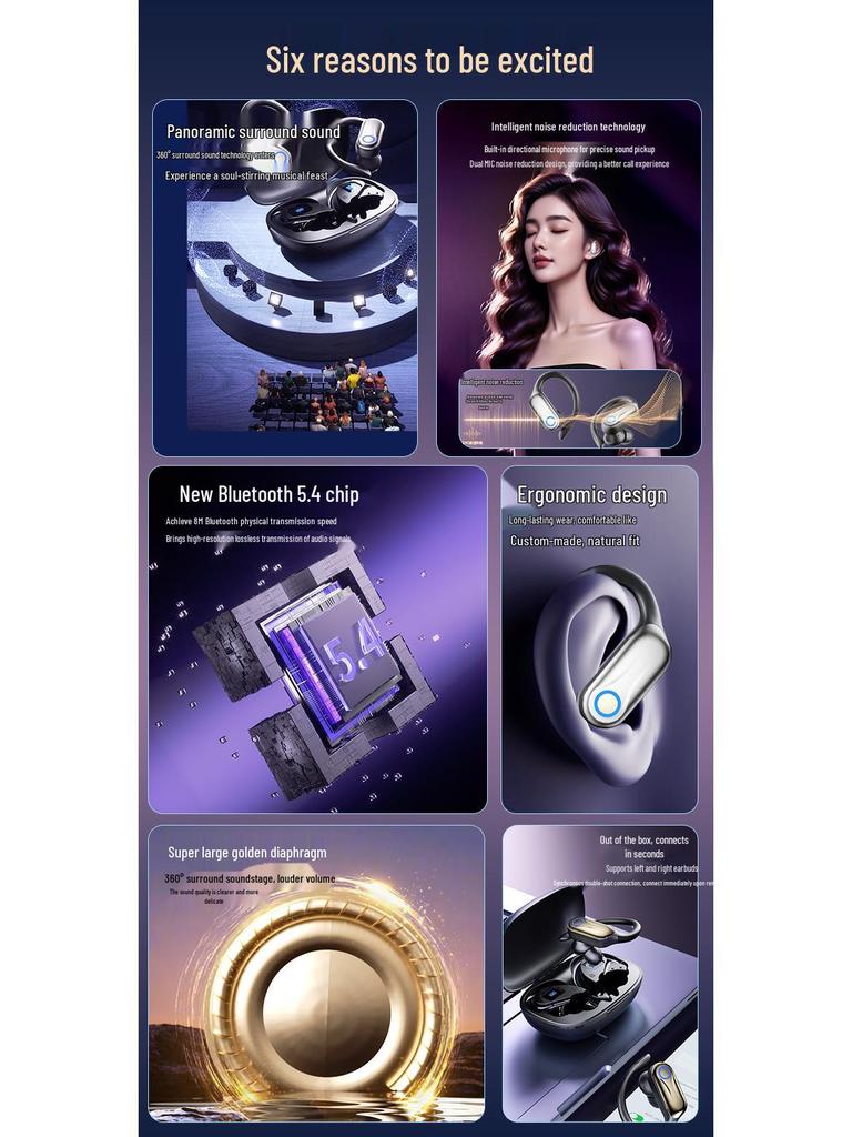 26 Open/In-Ear TWS True Wireless AI Translation Bluetooth Noise-Cancelling Earphones for Sports