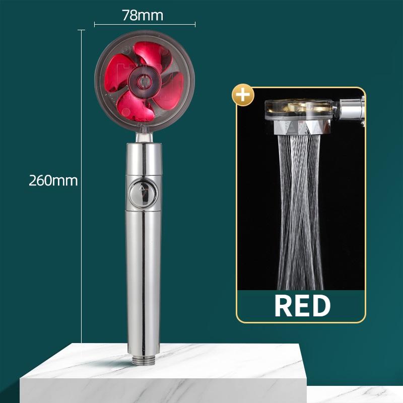Душевая головка Экономия воды 360 градусов Вращающийся ABS Дождь Высокое давление Сопло Ванная комната Душевая головка с небольшим вентилятором красный