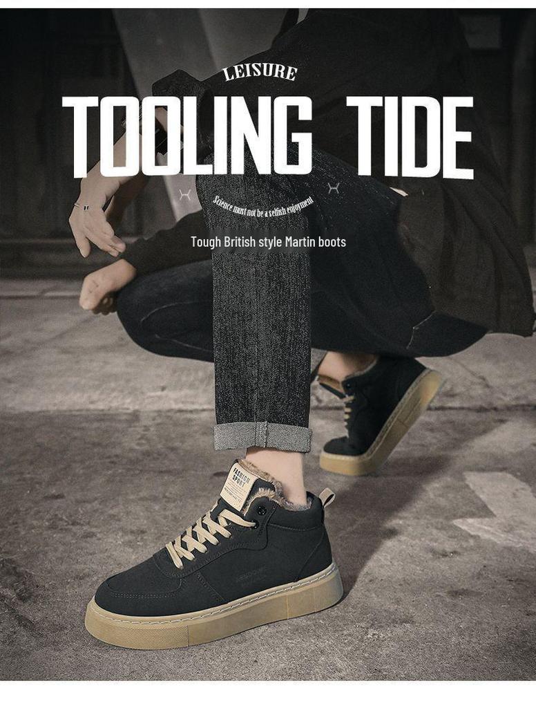 Pánské zateplené retro zimní tenisky s vysokým svrškem a sametovou podšívkou