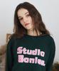 BONIEE [Fleece Lined] Block Typo Graphic Oversized Sweatshirt Green