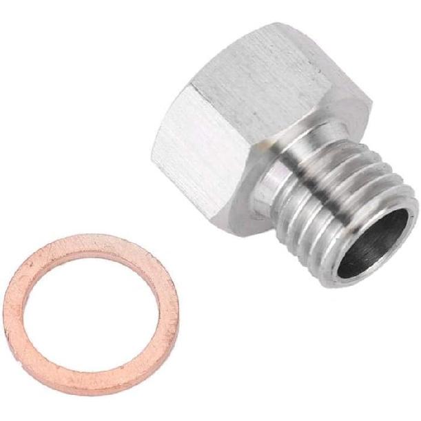 EVGATSAUTO M12x1.5 to 1/8 NPT Fitting Adapter, Aluminium Alloy Fitting Adapter NPT 1/8  Female to Metric M12X1.5 Male Accessory Oil Pressure Adapter