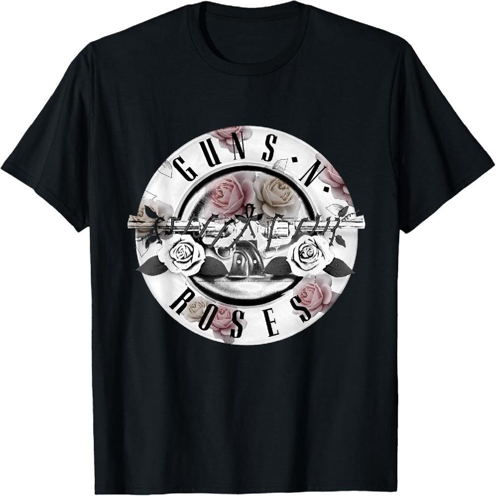 Официальная футболка Guns N  Roses с цветочным пулевым принтом и коротким рукавом S чёрный