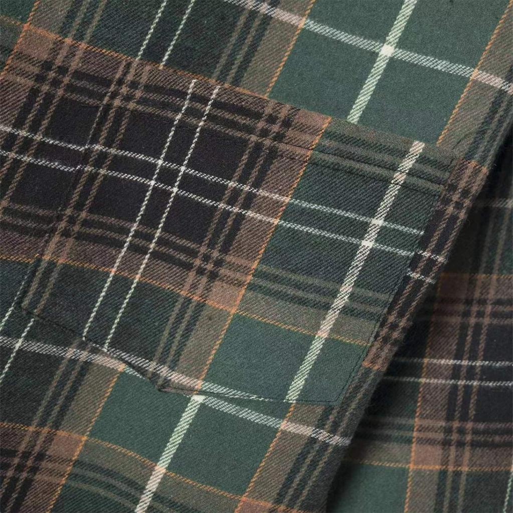 Men's Casual Long Pocket Sleeve Shirt Cardigan With Ground Wool Pinstripe Check