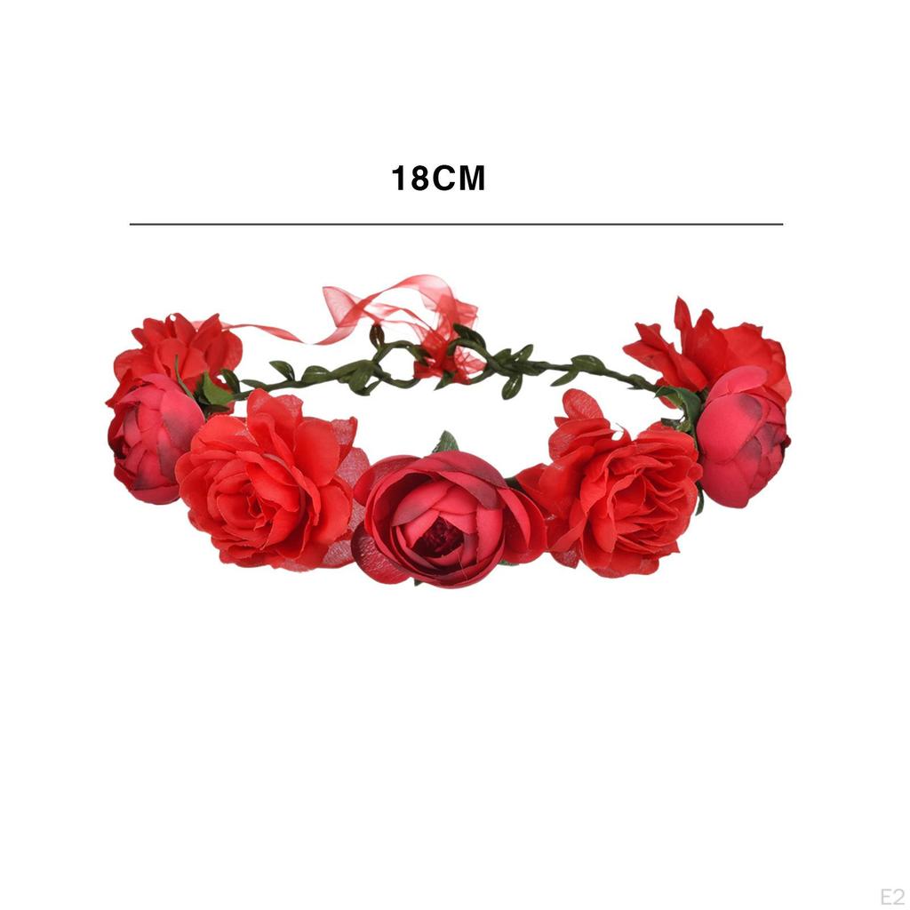 Flower Crown Garland Headpiece Hair Floral Wreath Adjusatble Headbands for Bridal
