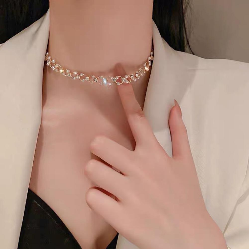 Ingemark Vintage Elegante Imitatie Parels Lange Ketting Ketting Vrouwen Goth Sexy Kralen Kwastje Borst Choker Bruiloft Sieraden Accessoires