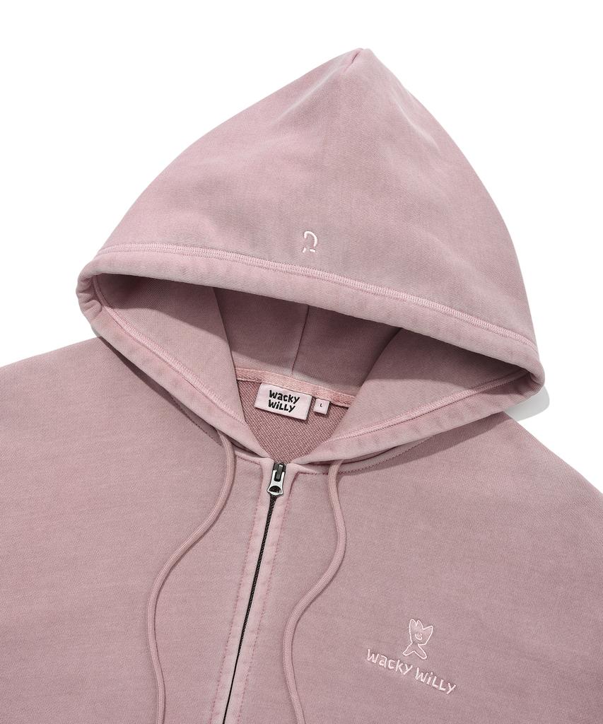 Wacky Willy Pigment Zip-Up Hoodie Pink