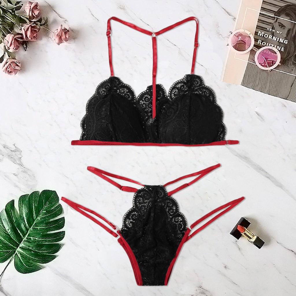 

(Great home)Sexy Floral Lace Lingerie Bra+G-string Thong Set Babydoll Sleepwear Underwear