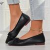 Women Bow Accent Low Heel Square Toe Ballet Flats Slip On Casual Shoes Comfortable Lightweight Design for Daily Wear
