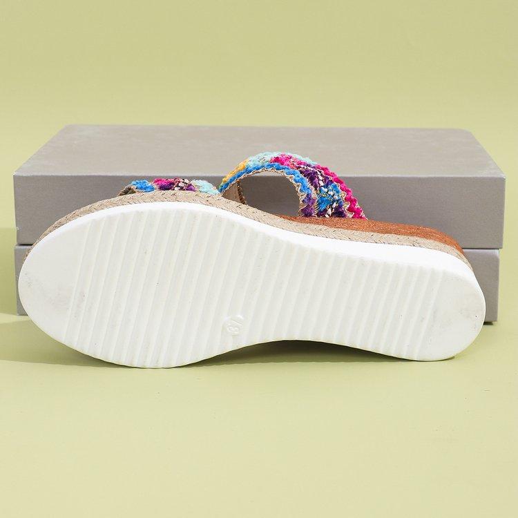 Sandale Boho de Vară Noi pentru Femei, Lățime Mare, cu Degetul Plat, Pânză, Jută, Pană, Curele Antiderapante, Mărimi Mari, Pantofi Casual