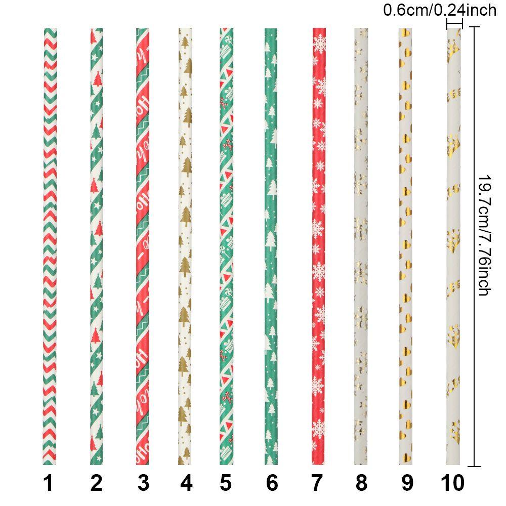 Party Supplies Snowflake Drinking Straw Disposable Christmas Decorations Christmas Paper Straws