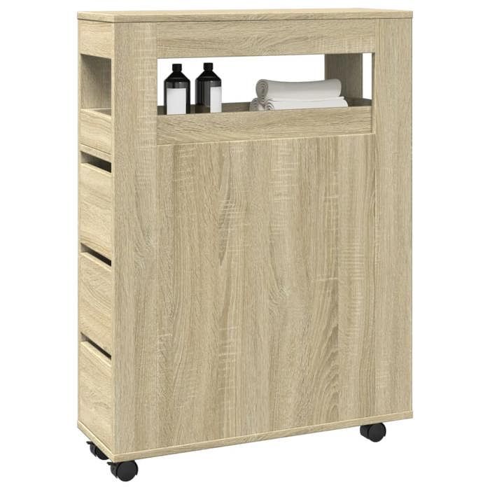 VidaXL Narrow Bathroom Cabinet On Wheels Sonoma Oak, Narrow Bathroom Storage, Narrow Storage for 855270