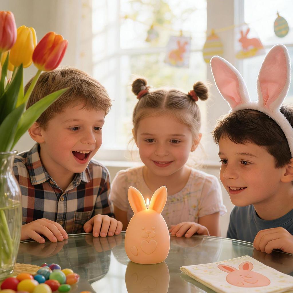 DIY Easter Cute Fat Little Bunny Mold Aromatherapy Candle Rabbit Shaped Gypsum Mold Easter Bunny Candle Casting Mold