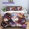 ReZero Patterned Pillowcase & Duvet Cover Set 3 Piece Anime Style Bedding Decor Gift for Fans YUN6515