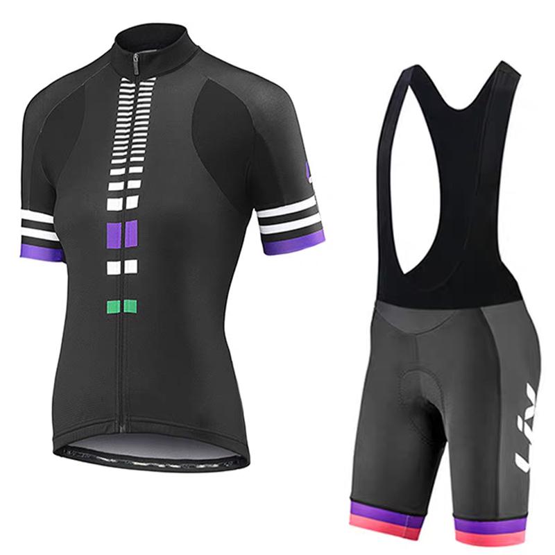 Women's Cycling Suit Set Summer Short Sleeved Cycling Jersey Cycling Bib Women's Sponge Cushion Cycling Shorts