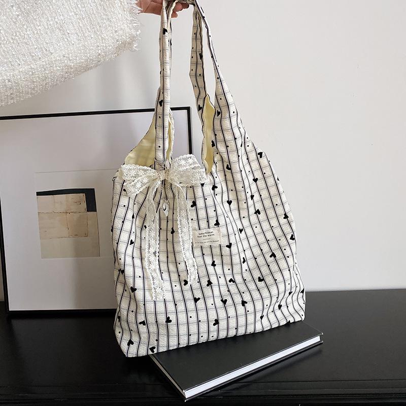 2025 New Autumn Plaid Canvas Tote - Casual High-Value Commuting Shoulder Bag