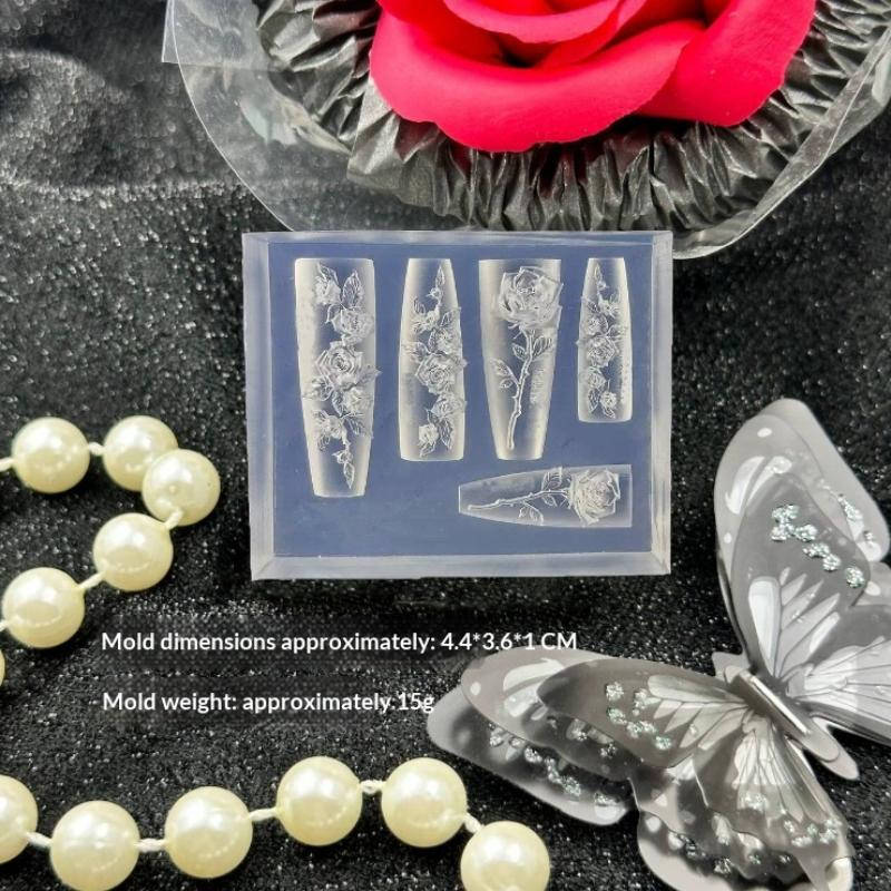 Blumen Nail Art Form Silikon Relief Vintage 3D Nagel Dekoration Nagelstudio Nagel Stempel Zubehör Maniküre Werkzeug Diy