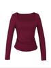 2025 Spring/Summer Women's Y2K Square Neck Long Sleeve Casual Fashion Top
