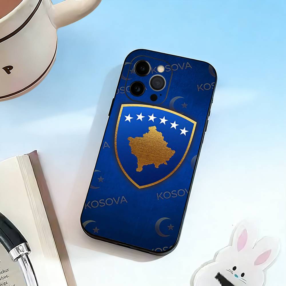K-Kosovo Flag Map  Phone Case Silicone Soft For IPhone 17 16 15 14 13 12 11 X XR Plus Pro Max Plus