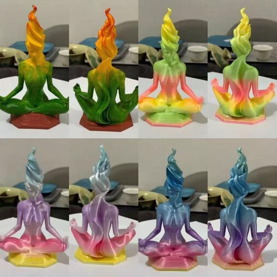 Statue Yoga Stampate 3D, Scultura Donna Yoga, Figure Yoga Meditazione, Ornamento Figura Yoga Decorativa per Giardino Zen Studio Yoga